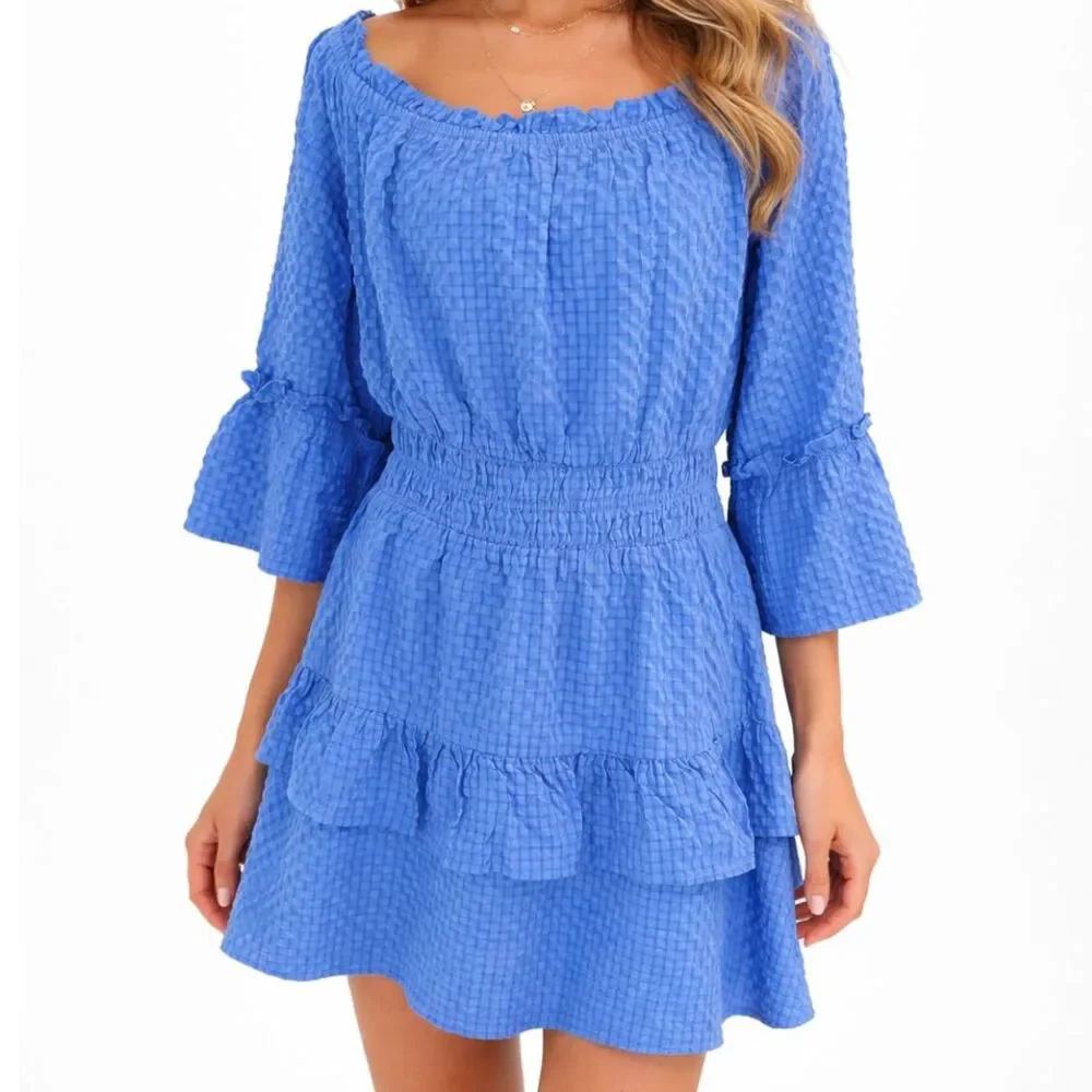 Le Lis Textured Off-Shoulder Boho Dress Balloon Sleeve Size XL - Picture 1 of 7